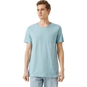 Koton Basic Slim Fit Pocket T-shirt voor heren, lichtblauw (610)