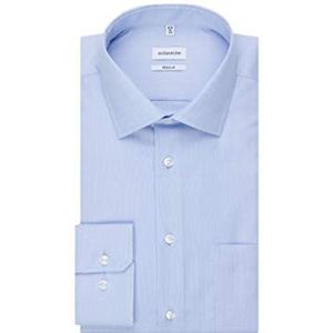 Seidensticker Zakelijk hemd heren hemd strijkvrij met rechte pasvorm regular fit lange mouwen Kent kraag borstzak 100% katoen, blauw (middenblauw 11)