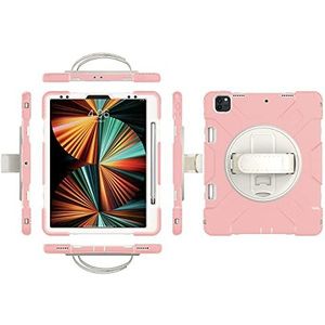 iPad mini6 2021 generatie beschermhoes met displaybeschermfolie, potloodhouder, 360 graden draaibare polsband, duurzame polssteun (roségoud)