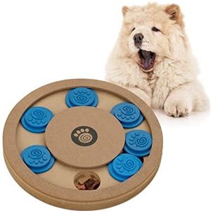 Relaxdays Intelligent hondenspeelgoed verbergen traktaties interactief speelgoed voor honden, MDF, natuurlijk/blauw