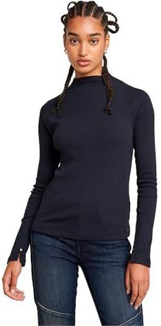 G-Star RAW Slim Rib Mock T lange mouwen, blauw (Osaka Blue D26411-5268-3873), XS, Blauw (Osaka Blue D26411-5268-3873)