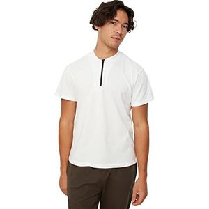 Trendyol T-shirt, wit, voor heren, slim fit met ritssluiting, Wit