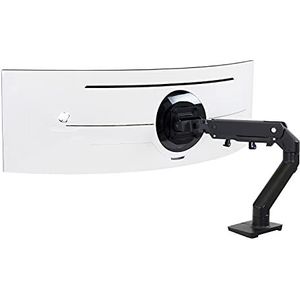 Ergotron HX inbouwset (scharnierarm, tafelklemhouder, kabeldoorvoer) voor LCD-monitoren / gebogen LCD-monitor (constante krachtbeweging), mat zwart Displaygrootte: tot 49 inch