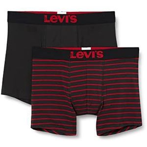 Levi's Levis Men Vintage Stripe Yd Boxer 2p Boxershorts voor heren, verpakking van 2 stuks, rood/zwart, M