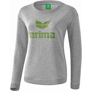 Erima Essential Sweatshirt voor dames, lichtgrijs/limoengroen