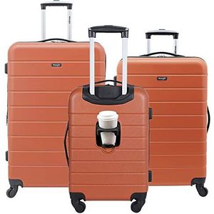 Wrangler hardcase koffer met wielen, 3 stuks, Verbrand Oranje, 3 stuks