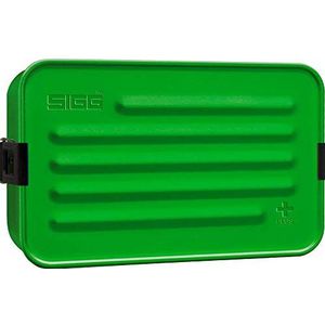 SIGG Metal Box Plus L lunchbox groen 1,2 l, moderne bento-box met geïntegreerd siliconen bord, lichte lunchbox met vakken