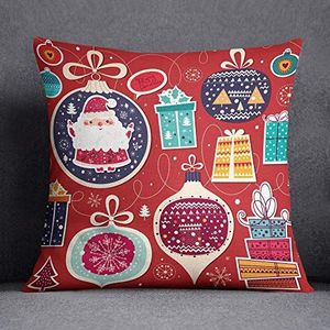 Questo Casa Kerstboom kussenhoes met onzichtbare ritssluiting, decoratieve kussenhoes voor thuis, bank, café, 45 x 45 cm - Ontworpen en geproduceerd in Turkije