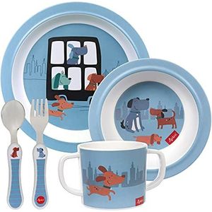 sigikid 25244 melamine set voor meisjes en jongens, blauwe hond vanaf 36 maanden