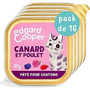 Edgard & Cooper Patée voor kittens, katten, junior, gesteriliseerd of actief, natuurlijk natvoer zonder granen, 85 g x 16 eend en kip, gezonde voeding smakelijk en uitgebalanceerd