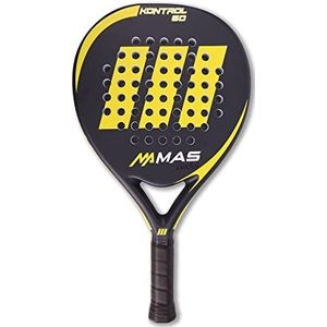 MAS Padel - KONTROL 50, Padel racket, geel/leisteen, coating 50% koolstofvezel, inclusief behuizing