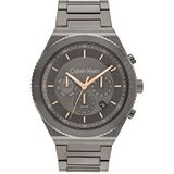 Calvin Klein Montre à quartz analogique multifonction pour homme Collection CK Fearless avec bracelet en acier inoxydable ou silicone, Gris, Bracelet