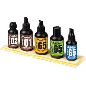 JIM DUNLOP - 6500 System 65 Guitar Maintenance Kit, complet pour le nettoyage et l'entretien de la guitare électrique et acoustique, comprend 5 produits Formule 65 et 2 chiffons en coton