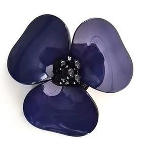 Broche en forme de fleur tridimensionnelle exagérée faite à la main pour corsage d'habillement - Motif pierre bleu foncé