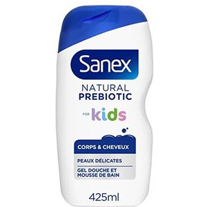 SANEX - Natural Prebiotic douchegel voor kinderen voor lichaam en haar - zachte huid - 12 uur hydratatie - Goedgekeurd door kinderartsen - Prebiotisch & Postbiotisch Complex - Dermatologisch getest -