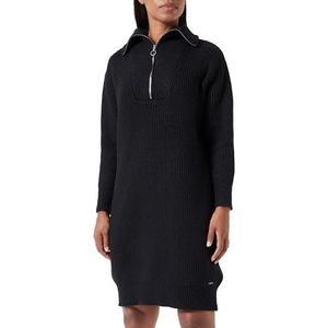 baradello Robe midi en tricot à manches longues pour femme, Noir, XL