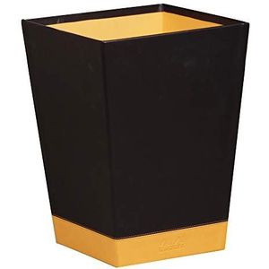 RHODIA 118826C prullenbak, zwart, 24 x 24 x 32 cm, met siernaden en oranje zadel, buitenkant kunstleer, collectie Home Office Rhodiarama – organisatie van kantoor en opbergdesign