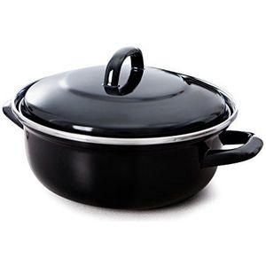 BK Fortalit Dutch Oven inductiebestendig 26 cm / 7,5 l met deksel, ovenbestendig en kookbestendig tot 230 C, vaatwasmachinebestendig, PFAS-vrij, zwart