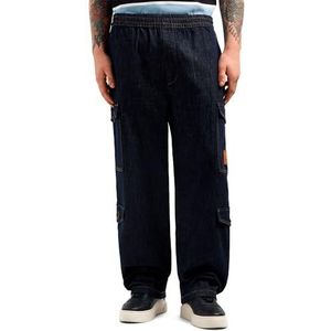 Armani Exchange Utitly Edge, patch logo en cuir, poches à patch, pantalon décontracté, bleu, 33, bleu denim, 33