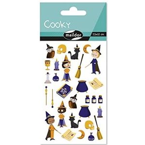 MAILDOR CY148C – zak met stickers – Cooky Sorciers – 3D-stickers van epoxyhars – reliëfstickers – decoratieve stickers voor kinderen – vel met 7,5 x 12 cm – 30 stickers