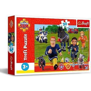 Trefl - Brandweerman, klaar om te helpen, puzzel met 30 elementen, kleurrijke puzzel met stripfiguren, brandweerwagen, reddingsteam, plezier voor kinderen vanaf 3 jaar