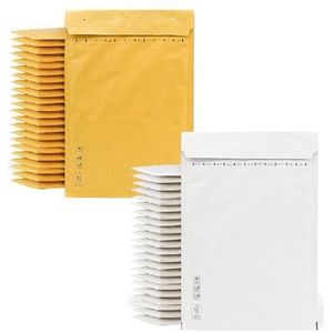 50 stuks gewatteerde enveloppen voor verzending, kraftpapier bubbelenveloppen en wit, verschillende maten, m-office (180 x 260 mm, 50 stuks)