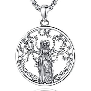 CELESTIA Hanger Magie Godin Hecate Dames Ketting 925 Sterling Zilver Sieraden Hekserij Wicca Heksen Cadeau Spiritueel Vrouw Amulet Krachtige Bescherming, Kostbaar metaal, Geen edelsteen