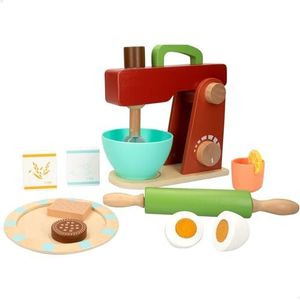 WOOMAX, Houten mixer speelgoed, 11 accessoires, huishoudelijke apparaten, kneedmachine, keukenaccessoires, educatief spel, speelgoed voor kinderen van 2 jaar, verjaardagscadeaus voor kinderen (47600)