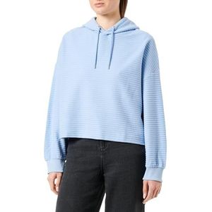 Q/S by s.Oliver Sweatshirt met capuchon en geribbelde structuur Dames sweatshirt met capuchon en geribbelde structuur, Blauw