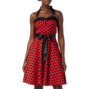 Oliceydress Rockabilly vintage midi-jurk voor dames, Rood met zwarte stippen