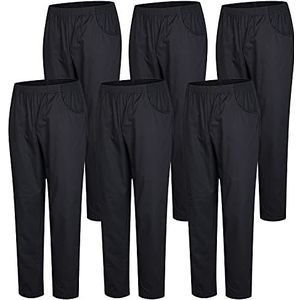 MISEMIYA - 6 stuks - uniseks sanitaire broek met elastische band, eenheidsmaat, medisch, zwart, XL, zwart.