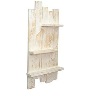 Houten rek met 3 planken, wandpaneel voor de keuken met planken, wandrek van hout, voorwerpen, woondecoratie in shabby-stijl, H 90 x B 45 x D 16 cm