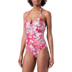 Emporio Armani One-Piece Padded Floral Print Swimsuit Femme, Hibiscu Print/Cherry, S