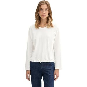 TOM TAILOR Denim 1043080 Basic T-shirt met lange mouwen van krullend stof voor dames, 10332 - gebroken wit, XXL