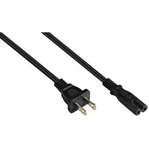 Good Connections P4070-S018 netsnoer type A (NEMA 1-15P) naar C7/Euro 8 bus (recht), UL AWG18 gecertificeerd, zwart, 1,8 m