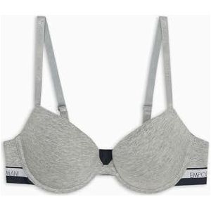 Emporio Armani Soutien-gorge push-up en coton stretch avec logo pour femme, Gris clair chiné, 90B