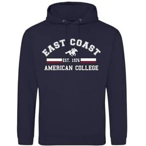 AMERICAN COLLEGE USA Sweatshirt met capuchon, uniseks, volwassenen, mannen en vrouwen, uniseks sweatshirt met capuchon (1 stuk), Blauw, XS