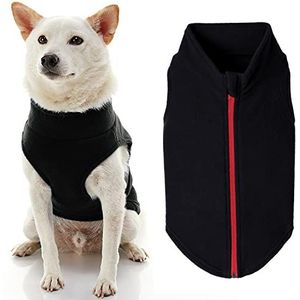 Gooby Hondentrui met ritssluiting, zwart, 2XL, fleecetrui voor honden zonder lijn - wintertrui voor kleine honden - kleding voor kleine middelgrote honden
