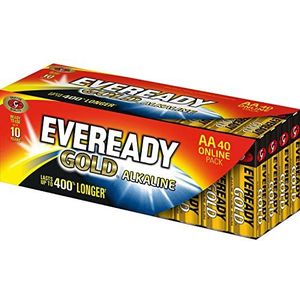 Eveready Goud alkaline-batterijen, AA duurzaam voor huishoudelijke apparaten (Amazon Exclusive) 40 stuks