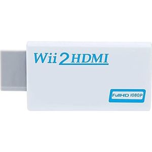 Wii naar HDMI-adapter, Wii naar HDMI-converter, Wii naar HDMI 1080p, 720p, 60Hz, 3,5mm video- en audio-uitgang, compatibel met games, tv, projectoren, alle Wii-weergavemodi, wit