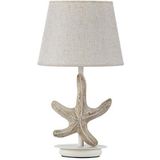 Onli 4928/L – tafellamp van hout, decoratie ster met lampenkap van stof, beige, hoogte 48 cm, diameter 25 cm