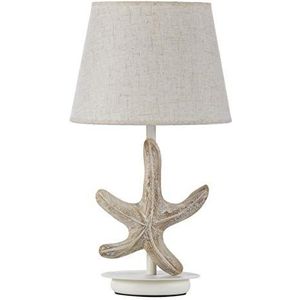 Onli 4928/L – tafellamp van hout, decoratie ster met lampenkap van stof, beige, hoogte 48 cm, diameter 25 cm