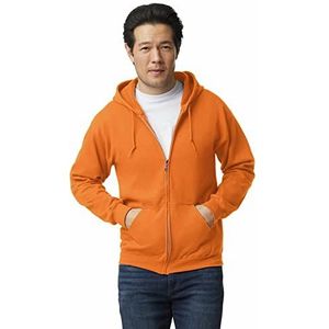 Gildan Fleece hoodie met ritssluiting stijl G18600 uniseks hoodie (1 stuk), Veiligheid oranje