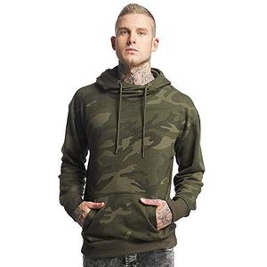 Urban Classics Herentrui met capuchon met hoge kraag, meerkleurig (Olive Camo 775)