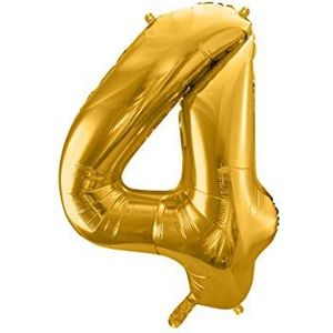 Party Deco heliumballon verjaardag decoratie folieballon cijfer 4 goud 86 cm