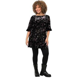 Ulla Popken T-shirt Tuika en velours pour femme, Noir, 44-46/grande taille
