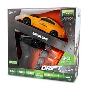 Amewi Drift Sport Car 4WD auto op afstand bestuurbare schaal 1:24 RTR, geel vanaf 6 jaar