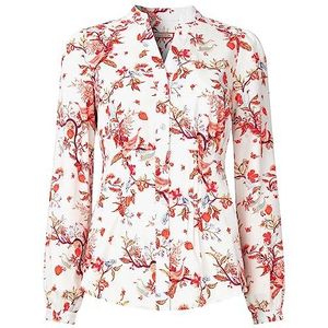 Joe Browns Shirt met lange mouwen en V-hals vogel print lage knoop shirt dames (1 stuk), Wit.