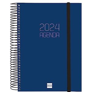 Finocam - Agenda 2024 Spirale Beta Portugais 1 Jour Page Janvier 2024 - Décembre 2024 (12 mois) Bleu Portugais