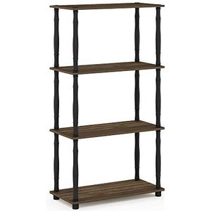 Furinno Turn Multifunctionele plankstandaard met 4 niveaus, met klassieke buizen, Columbia Walnoot/Zwart